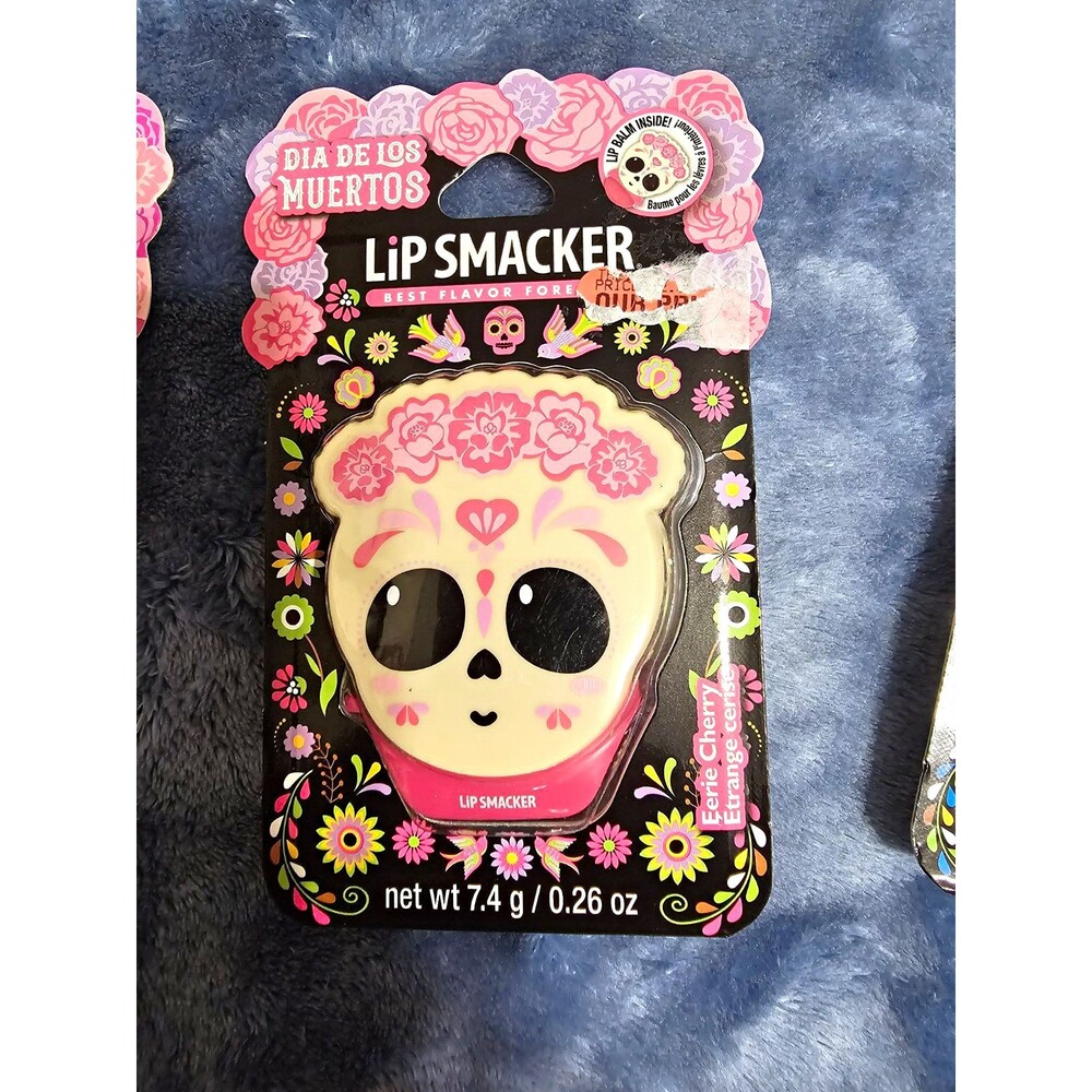 Lip Smacker Dia De Los Muertos Cherry Lip Balm 0.26 oz White Pink Black